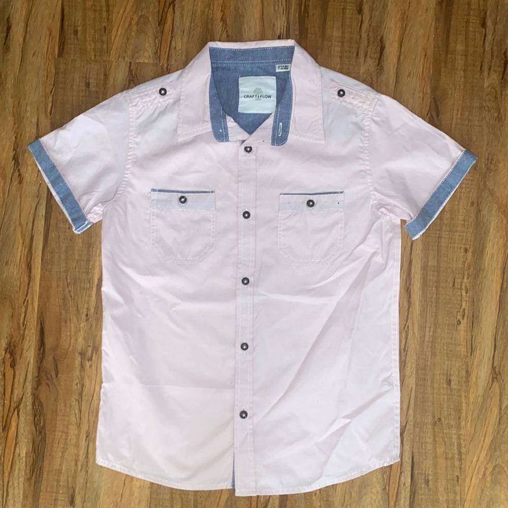 Craft + Flow Kids/Boy Coral Button Shirt - Size 7XL